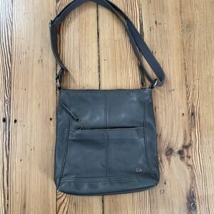THE SAK Women's Lucia Pebbled Leather Crossbody Bag Gray Hobo